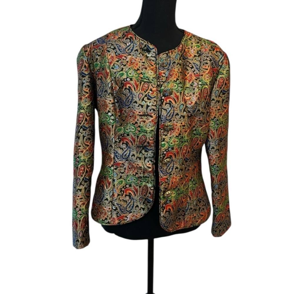 Vintage Patra Vibrant Paisley Blazer With Ornate Buttons